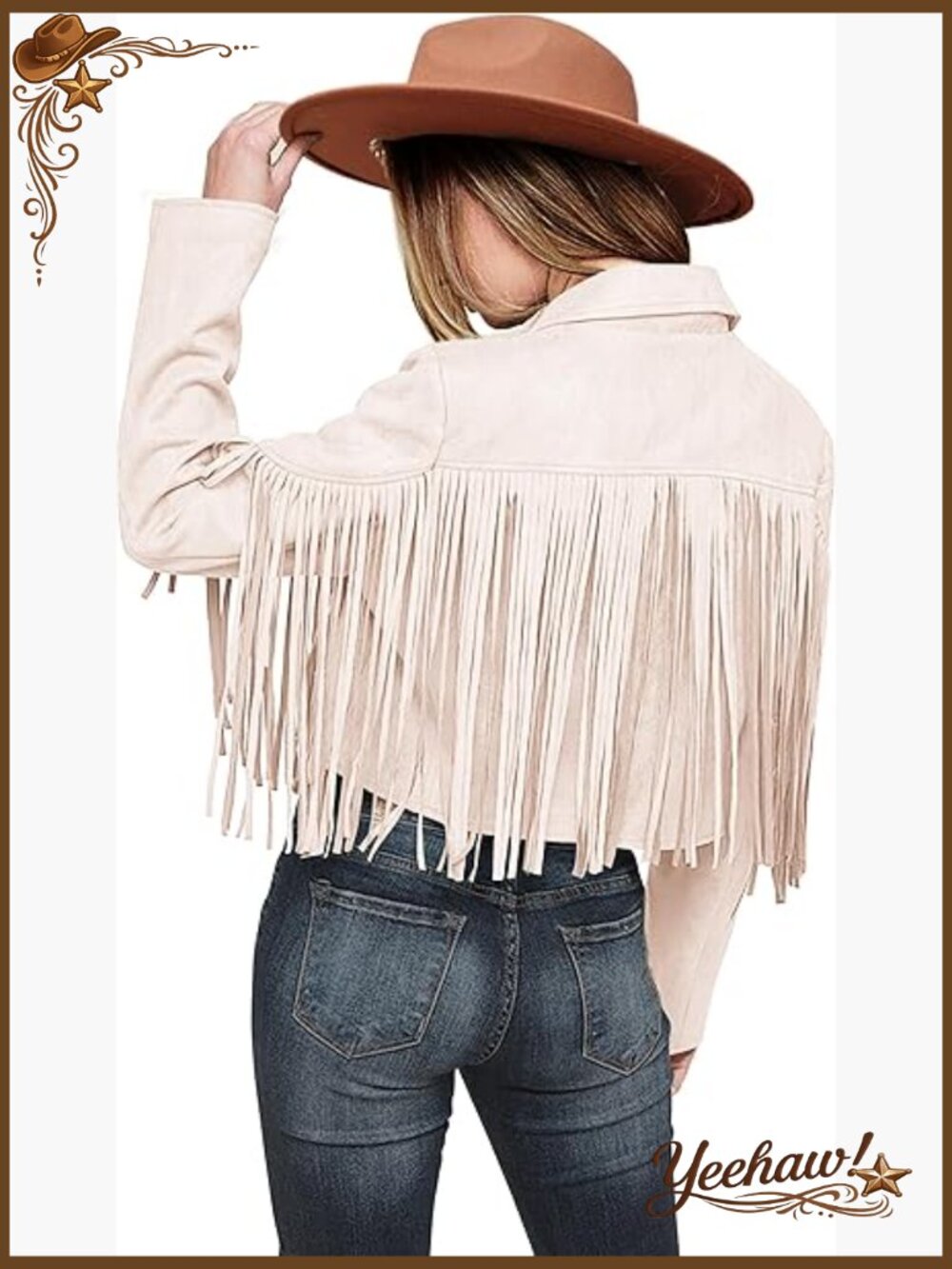 Fringe Faux Suede Leather Cropped Motorcycle Jacket Coat - Picture 1 of 7